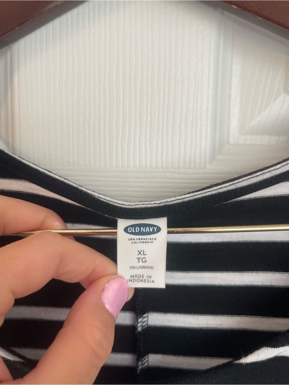 Old Navy Black and White Striped Midi Tee Dress - Picture 2 of 7